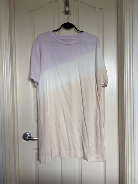 GAP Ombre Crewneck T-Shirt Dress in Lavender and Cream